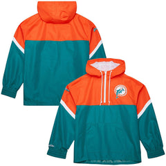 Miami Dolphins Tie Breaker Vintage Logo Lightweight Anorak Half-Zip Windbreaker Orange/Aqua