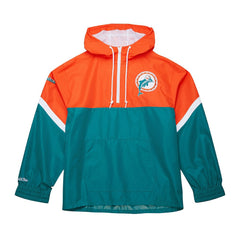 Miami Dolphins Tie Breaker Vintage Logo Lightweight Anorak Half-Zip Windbreaker Orange/Aqua