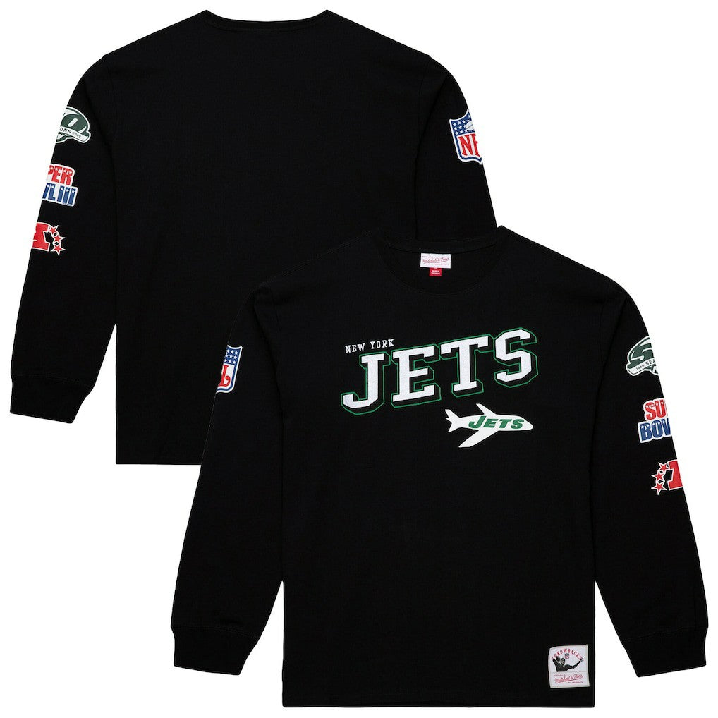 New York Jets Training Camp Vintage Logos Long Sleeve T-Shirt Black
