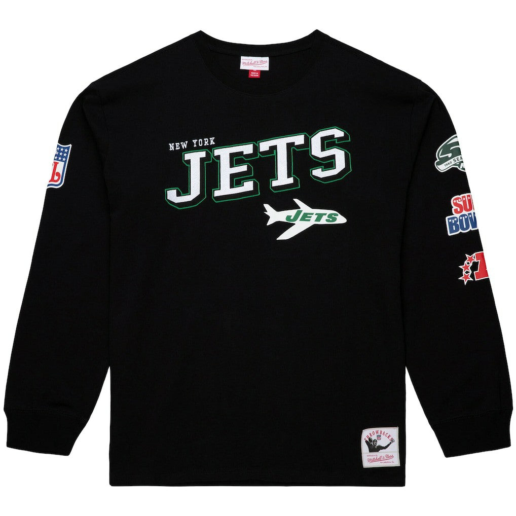 New York Jets Training Camp Vintage Logos Long Sleeve T-Shirt Black