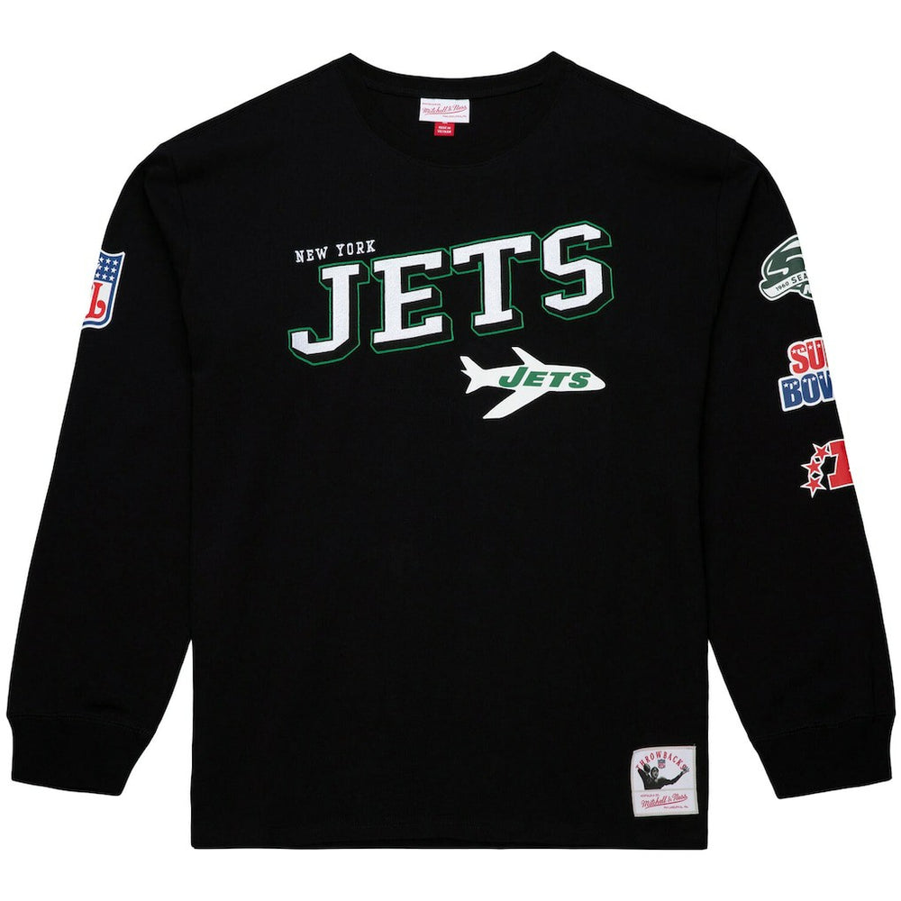 New York Jets Training Camp Vintage Logos Long Sleeve T-Shirt Black