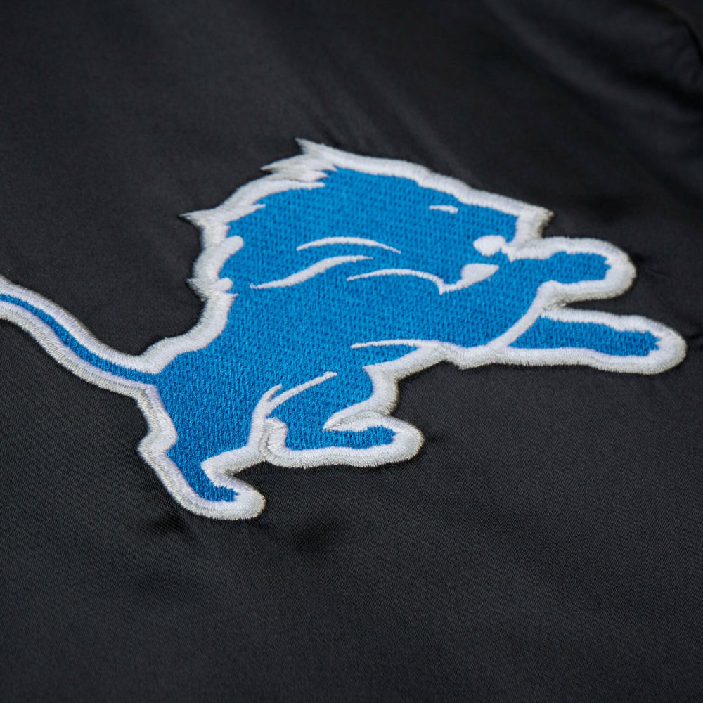 Detroit Lions Downtown Satin Full-Snap Hooded Jacket Black