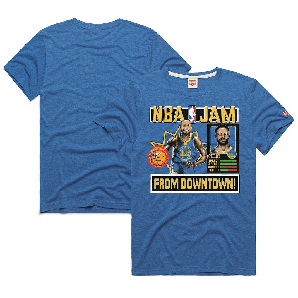 Stephen Curry Golden State Warriors Homage Unisex NBA Jam Tri-Blend T-Shirt Royal
