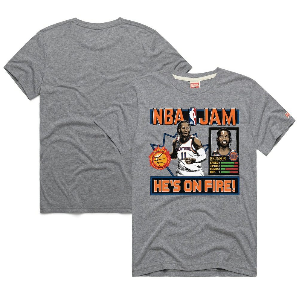 Jalen Brunson New York Knicks Homage Unisex NBA Jam Tri-Blend T-Shirt Gray
