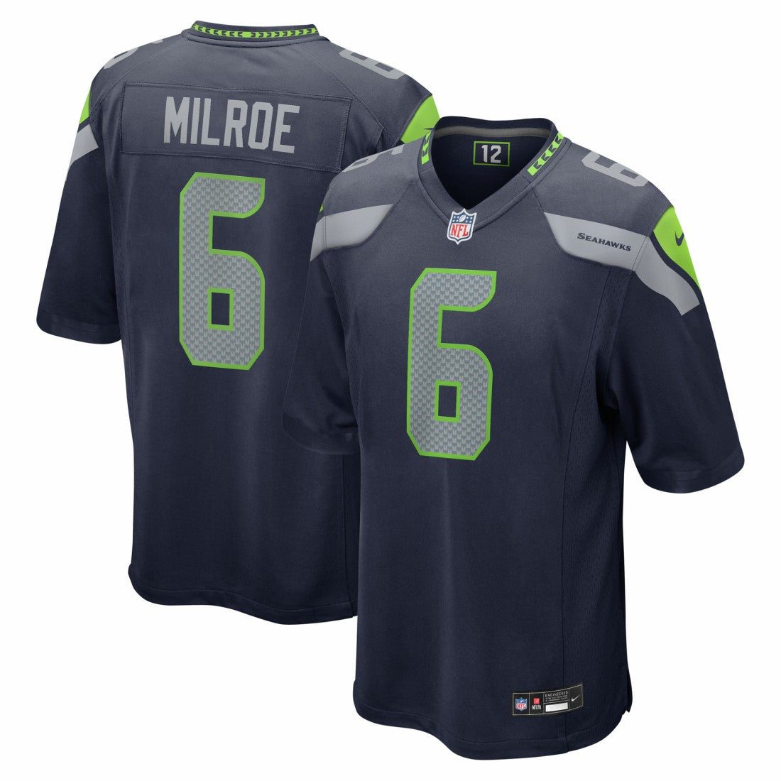 Jalen Milroe Seattle Seahawks 2025 NFL Draft Game Jersey College Navy