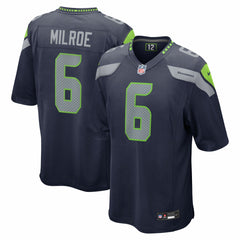 Jalen Milroe Seattle Seahawks 2025 NFL Draft Game Jersey College Navy