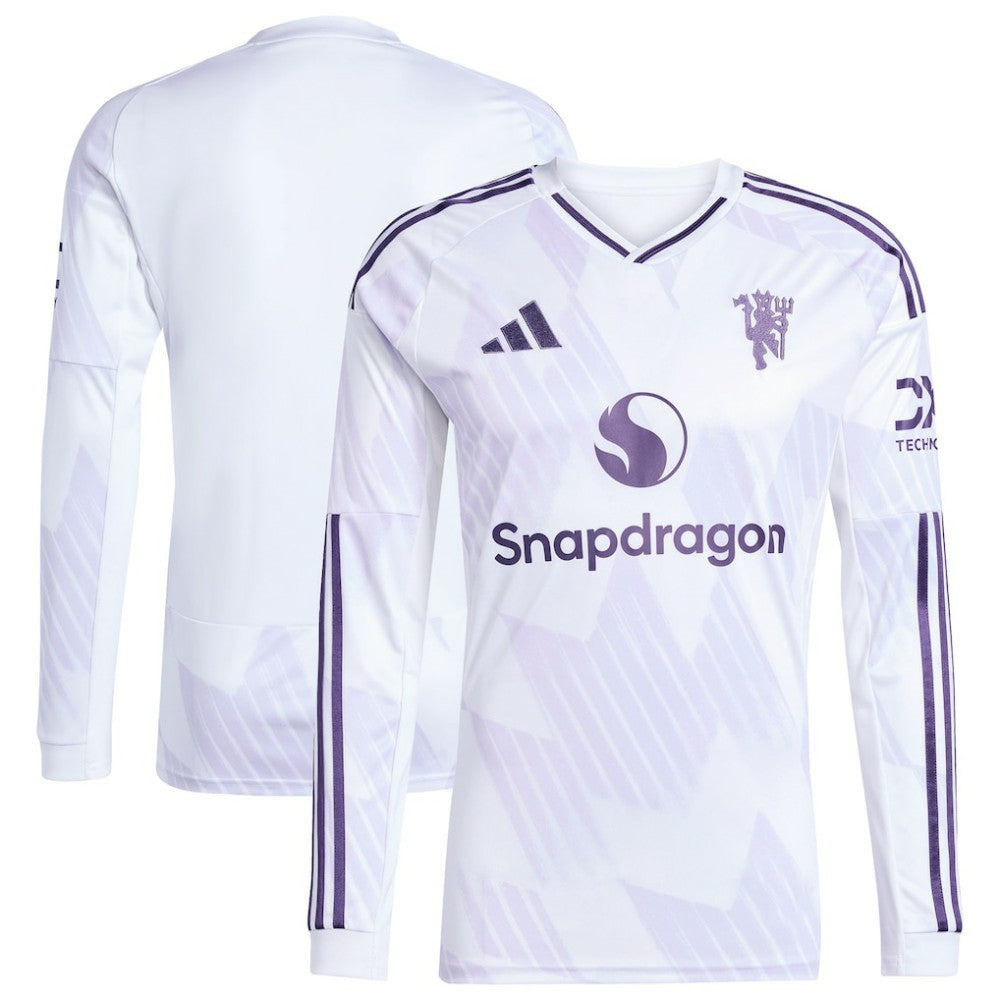Manchester United 2025/26 Away Replica Long Sleeve Jersey White
