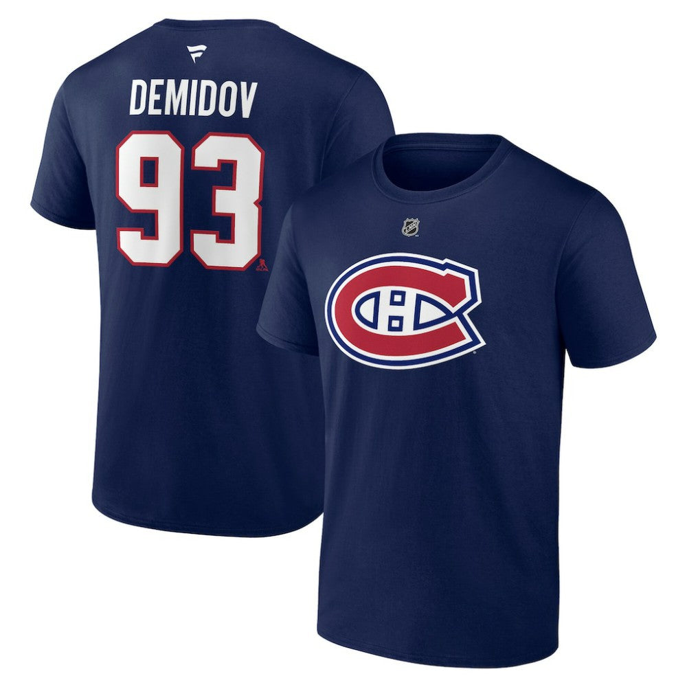 NHL Ivan Demidov Montreal Canadiens Fanatics Authentic Stack Name & Number T-Shirt - Navy