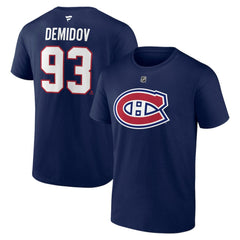 NHL Ivan Demidov Montreal Canadiens Fanatics Authentic Stack Name & Number T-Shirt - Navy
