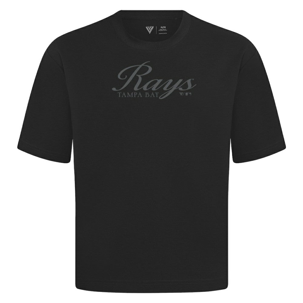 Tampa Bay Rays Levelwear Ethereal Oversized Luxe Signature Knit T-Shirt - Black T-shirts