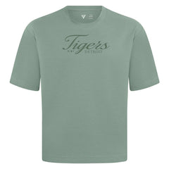 Detroit Tigers Levelwear Ethereal Oversized Luxe Signature Knit T-Shirt - Green T-shirts