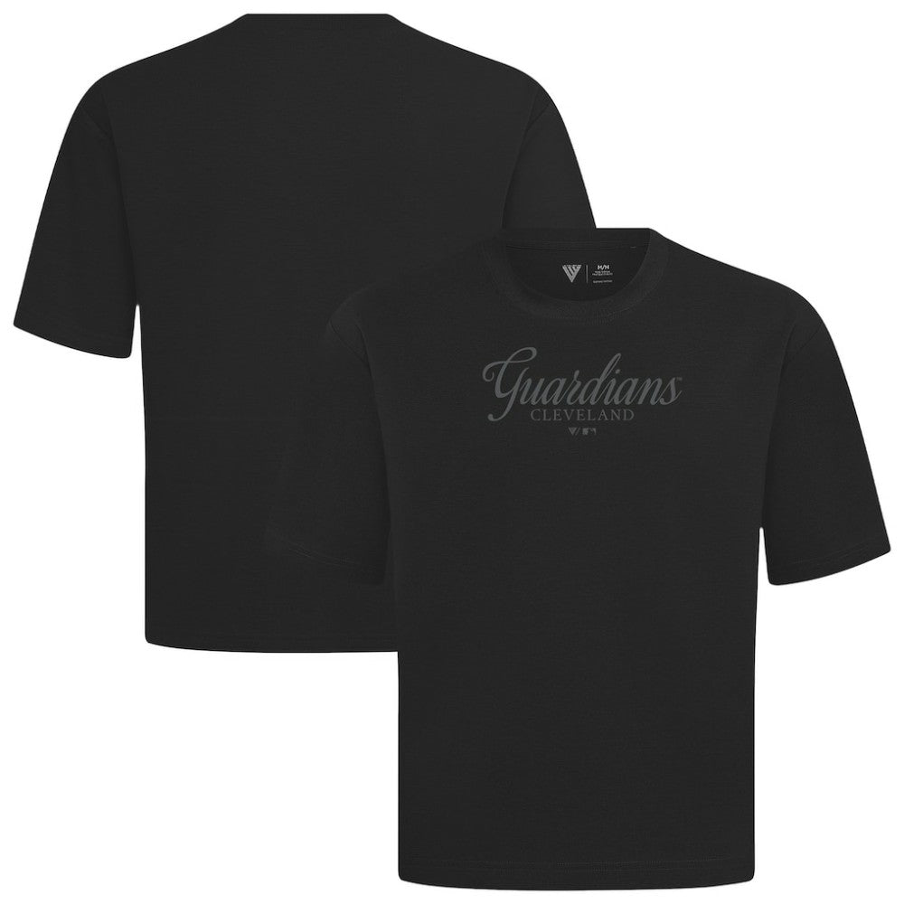 Cleveland Guardians Levelwear Ethereal Oversized Luxe Signature Knit T-Shirt - Black T-shirts
