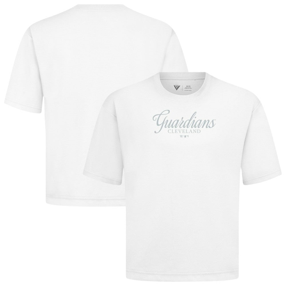 Cleveland Guardians Levelwear Ethereal Oversized Luxe Signature Knit T-Shirt - White T-shirts