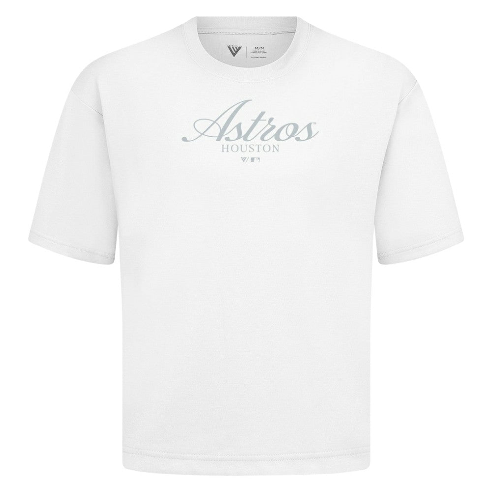 Houston Astros Levelwear Ethereal Oversized Luxe Signature Knit T-Shirt - White T-shirts