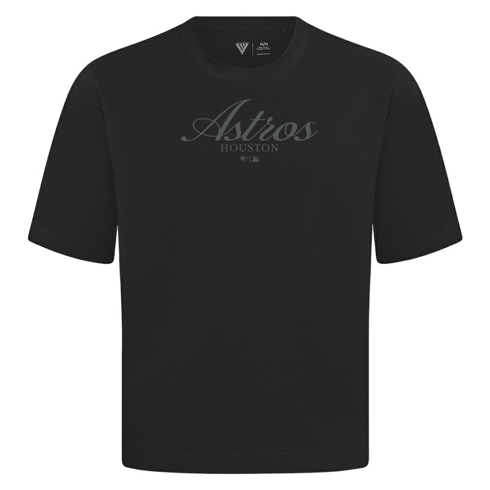 Houston Astros Levelwear Ethereal Oversized Luxe Signature Knit T-Shirt - Black T-shirts