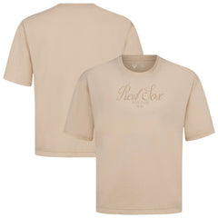 Boston Red Sox Levelwear Ethereal Oversized Luxe Signature Knit T-Shirt - Khaki T-shirts