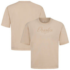 Baltimore Orioles Levelwear Ethereal Oversized Luxe Signature Knit T-Shirt - Khaki T-shirts