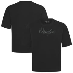 Baltimore Orioles Levelwear Ethereal Oversized Luxe Signature Knit T-Shirt - Black T-shirts