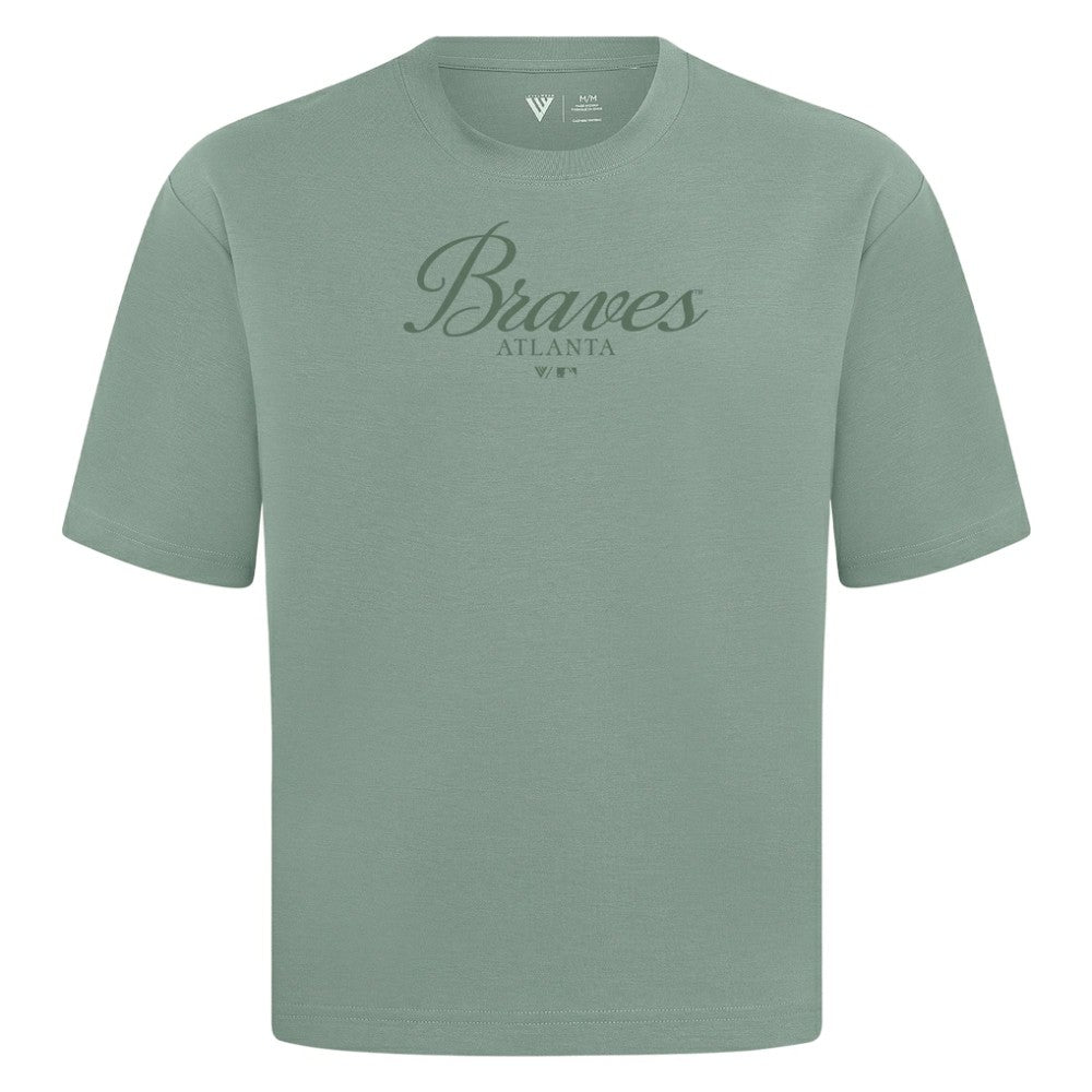 Atlanta Braves Levelwear Ethereal Oversized Luxe Signature Knit T-Shirt - Green T-shirts