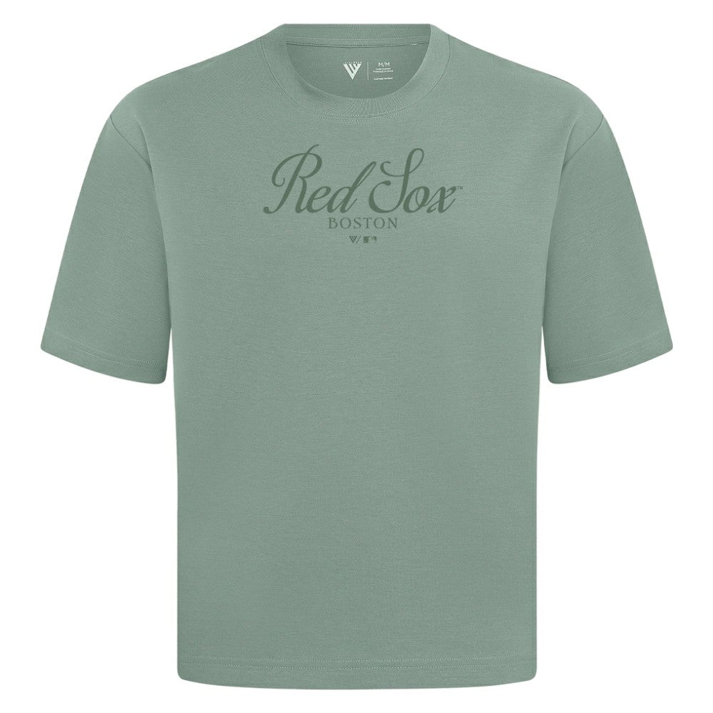 Boston Red Sox Levelwear Ethereal Oversized Luxe Signature Knit T-Shirt - Green T-shirts
