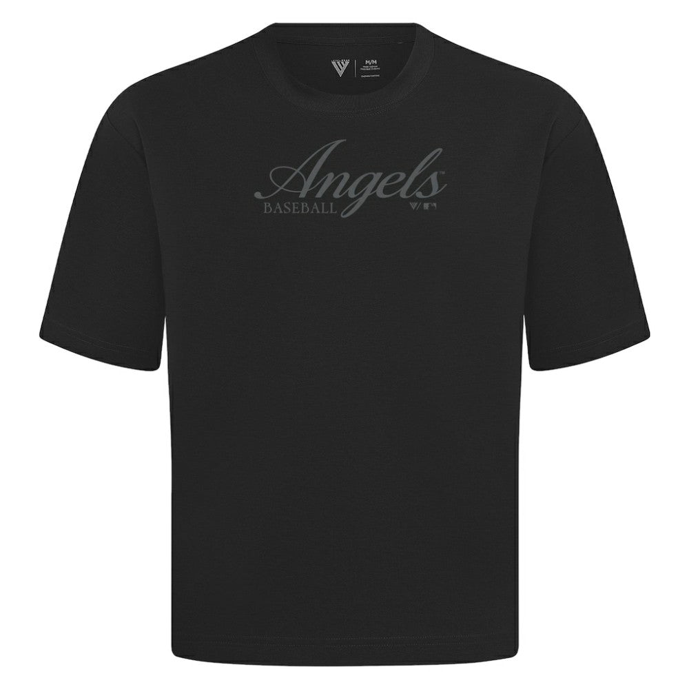 Los Angeles Angels Levelwear Ethereal Oversized Luxe Signature Knit T-Shirt - Black T-shirts