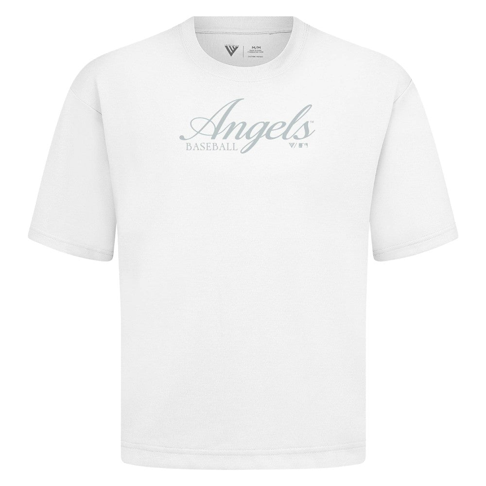 Los Angeles Angels Levelwear Ethereal Oversized Luxe Signature Knit T-Shirt - White T-shirts