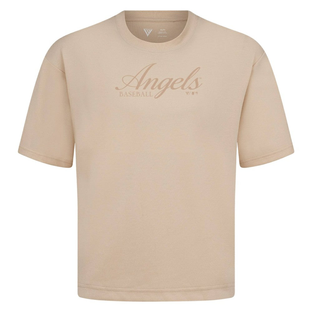 Los Angeles Angels Levelwear Ethereal Oversized Luxe Signature Knit T-Shirt - Khaki T-shirts