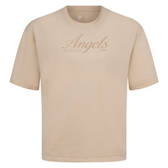 Los Angeles Angels Levelwear Ethereal Oversized Luxe Signature Knit T-Shirt - Khaki T-shirts