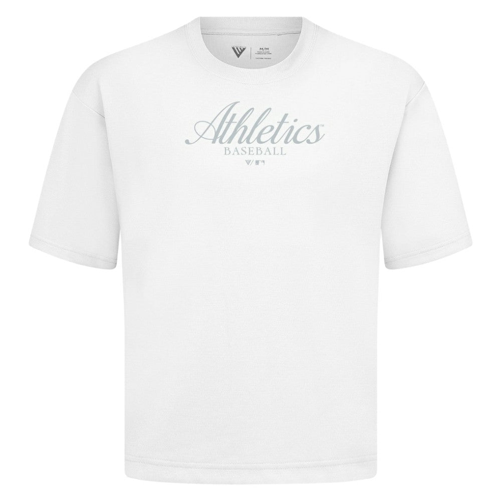 Athletics Levelwear Ethereal Oversized Luxe Signature Knit T-Shirt - White T-shirts