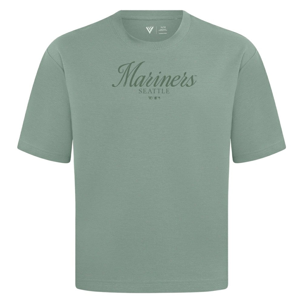 Seattle Mariners Levelwear Ethereal Oversized Luxe Signature Knit T-Shirt - Green T-shirts