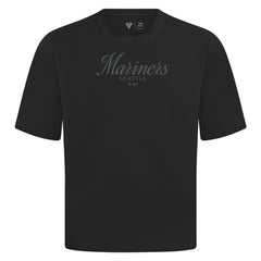 Seattle Mariners Levelwear Ethereal Oversized Luxe Signature Knit T-Shirt - Black T-shirts