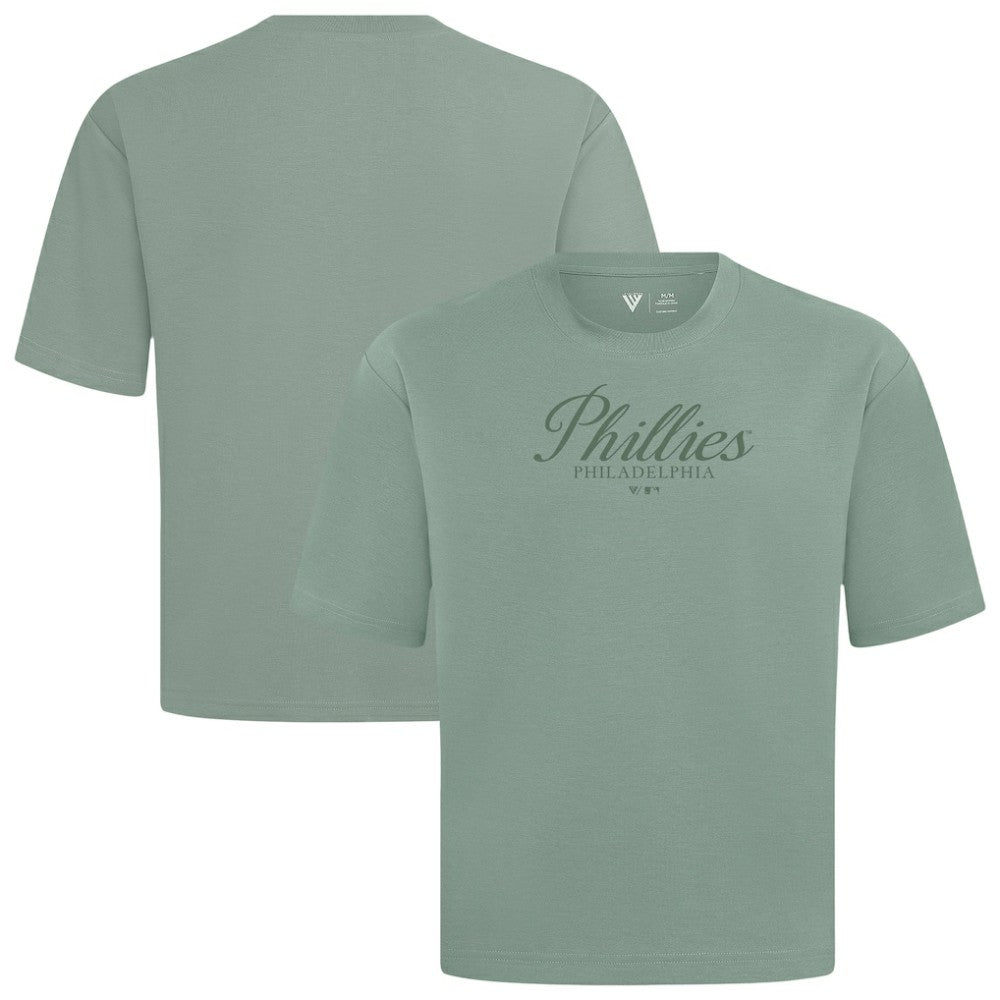 Philadelphia Phillies Levelwear Ethereal Oversized Luxe Signature Knit T-Shirt - Green T-shirts