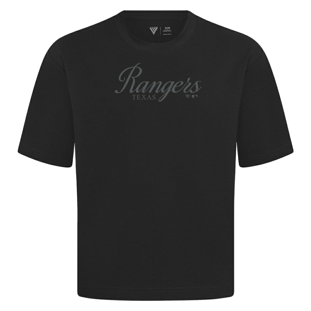 Texas Rangers Levelwear Ethereal Oversized Luxe Signature Knit T-Shirt - Black T-shirts