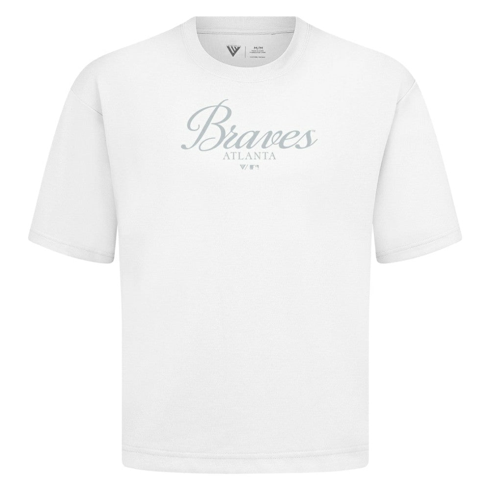 Atlanta Braves Levelwear Ethereal Oversized Luxe Signature Knit T-Shirt - White T-shirts
