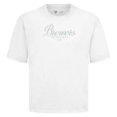 Milwaukee Brewers Levelwear Ethereal Oversized Luxe Signature Knit T-Shirt - White T-shirts