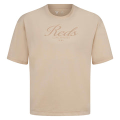 Cincinnati Reds Levelwear Ethereal Oversized Luxe Signature Knit T-Shirt - Khaki T-shirts