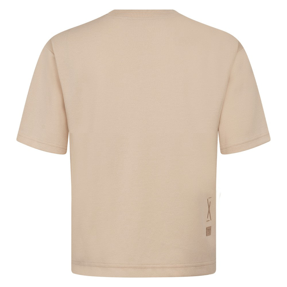 Cincinnati Reds Levelwear Ethereal Oversized Luxe Signature Knit T-Shirt - Khaki T-shirts