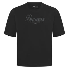 Milwaukee Brewers Levelwear Ethereal Oversized Luxe Signature Knit T-Shirt - Black T-shirts