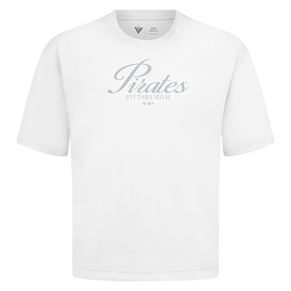 Pittsburgh Pirates Levelwear Ethereal Oversized Luxe Signature Knit T-Shirt - White T-shirts