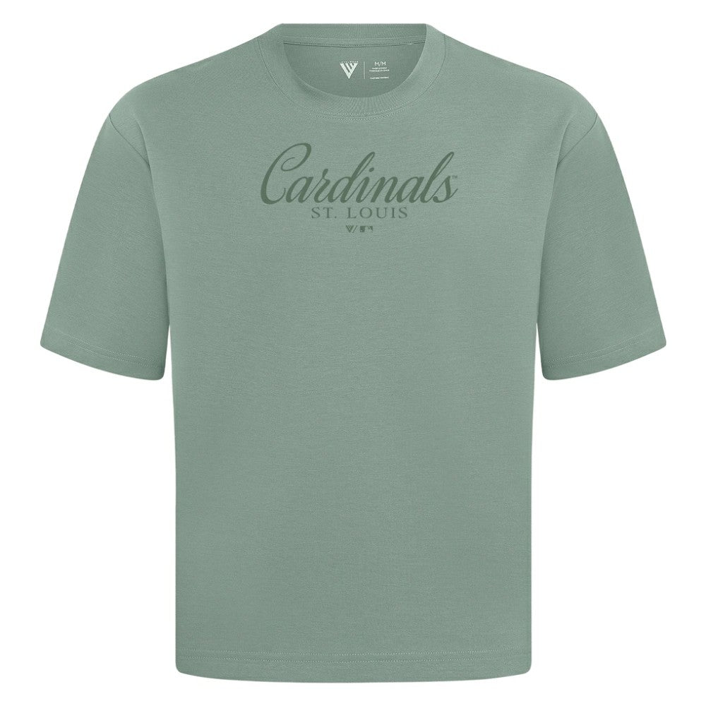St. Louis Cardinals Levelwear Ethereal Oversized Luxe Signature Knit T-Shirt - Green T-shirts