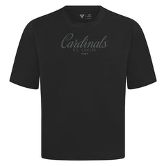 St. Louis Cardinals Levelwear Ethereal Oversized Luxe Signature Knit T-Shirt - Black T-shirts