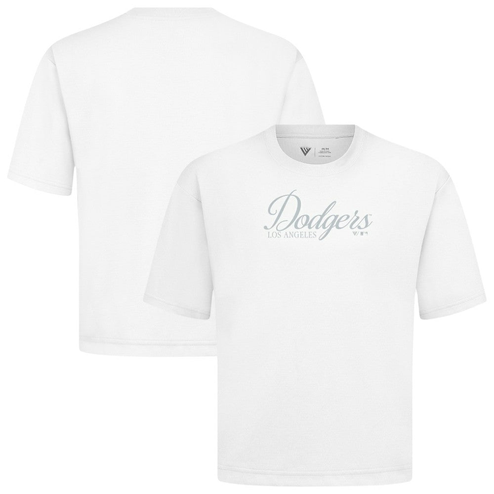 Los Angeles Dodgers Levelwear Ethereal Oversized Luxe Signature Knit T-Shirt - White T-shirts