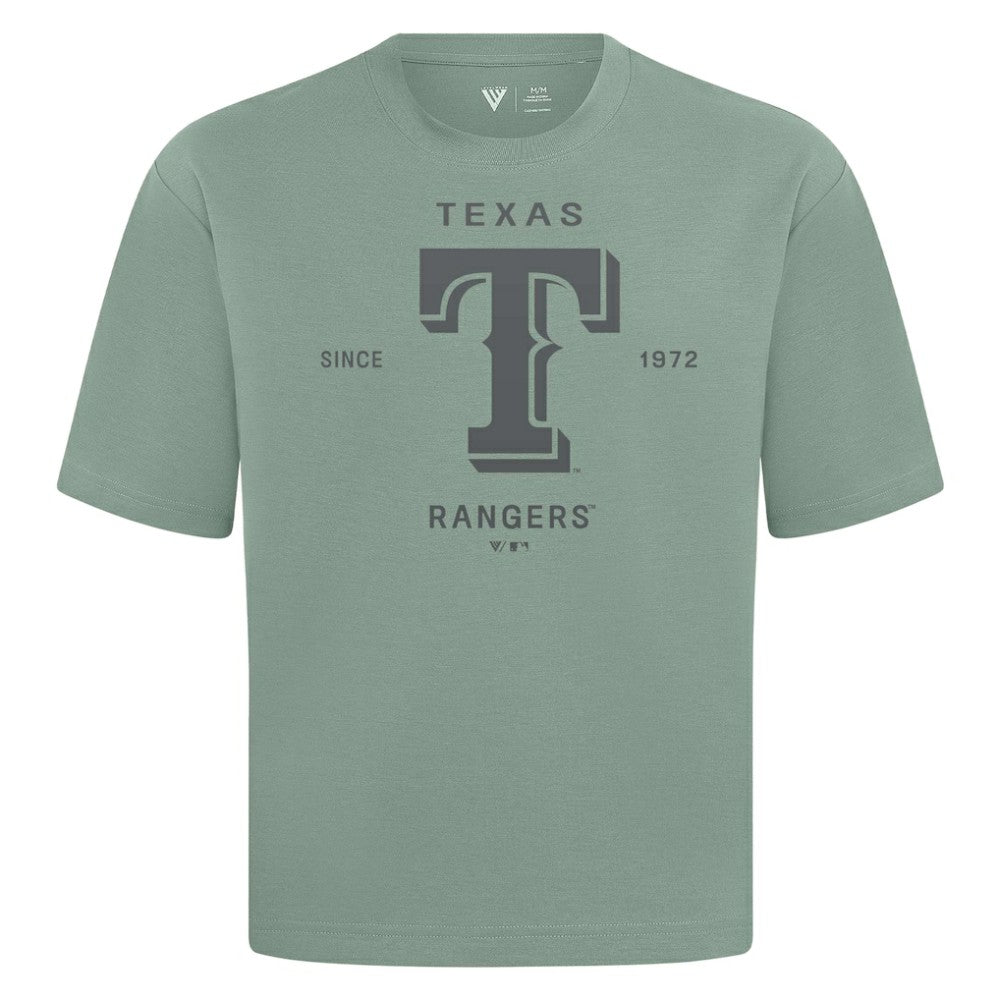 Texas Rangers Levelwear Crossway Oversized Luxe Signature Knit T-Shirt - Green T-shirts