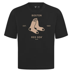 Boston Red Sox Levelwear Crossway Oversized Luxe Signature Knit T-Shirt - Black T-shirts