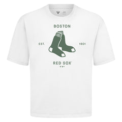 Boston Red Sox Levelwear Crossway Oversized Luxe Signature Knit T-Shirt - White T-shirts