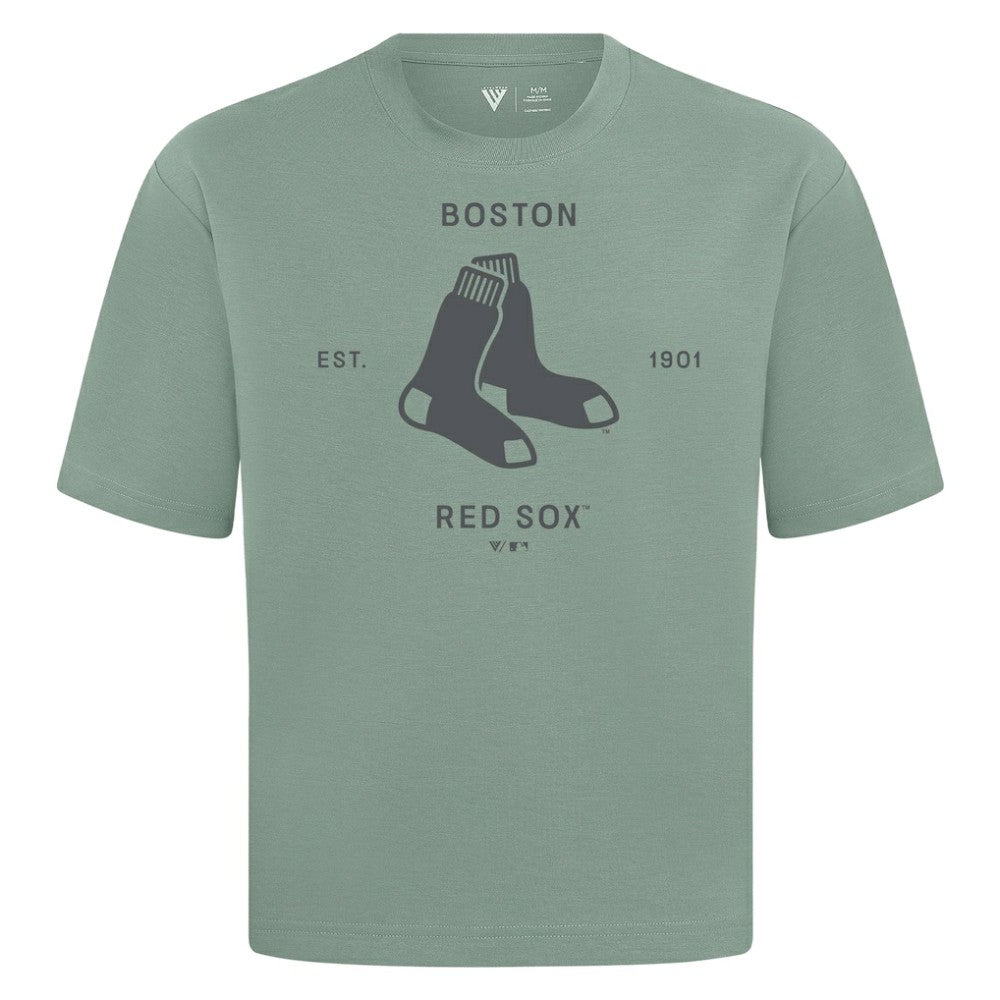Boston Red Sox Levelwear Crossway Oversized Luxe Signature Knit T-Shirt - Green T-shirts