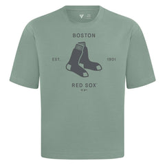 Boston Red Sox Levelwear Crossway Oversized Luxe Signature Knit T-Shirt - Green T-shirts