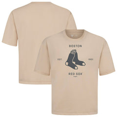 Boston Red Sox Levelwear Crossway Oversized Luxe Signature Knit T-Shirt - Khaki T-shirts