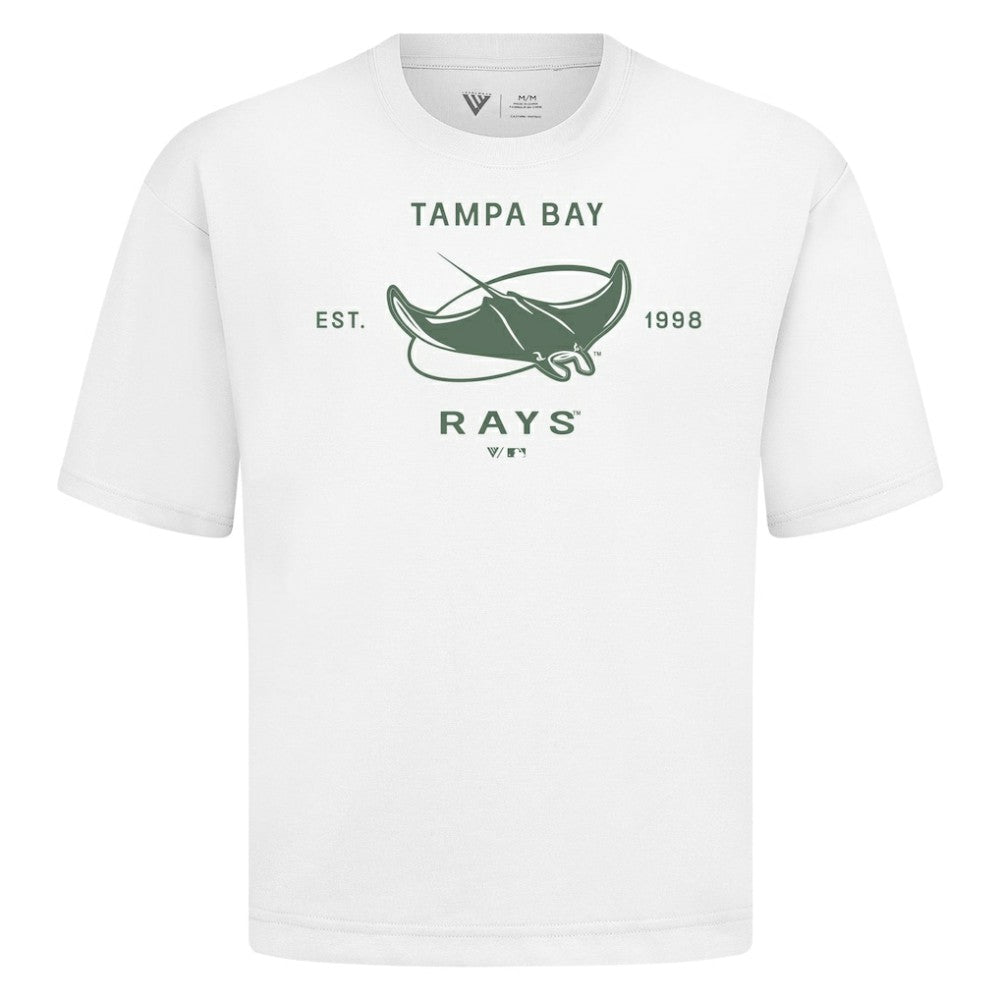 Tampa Bay Rays Levelwear Crossway Oversized Luxe Signature Knit T-Shirt - White T-shirts