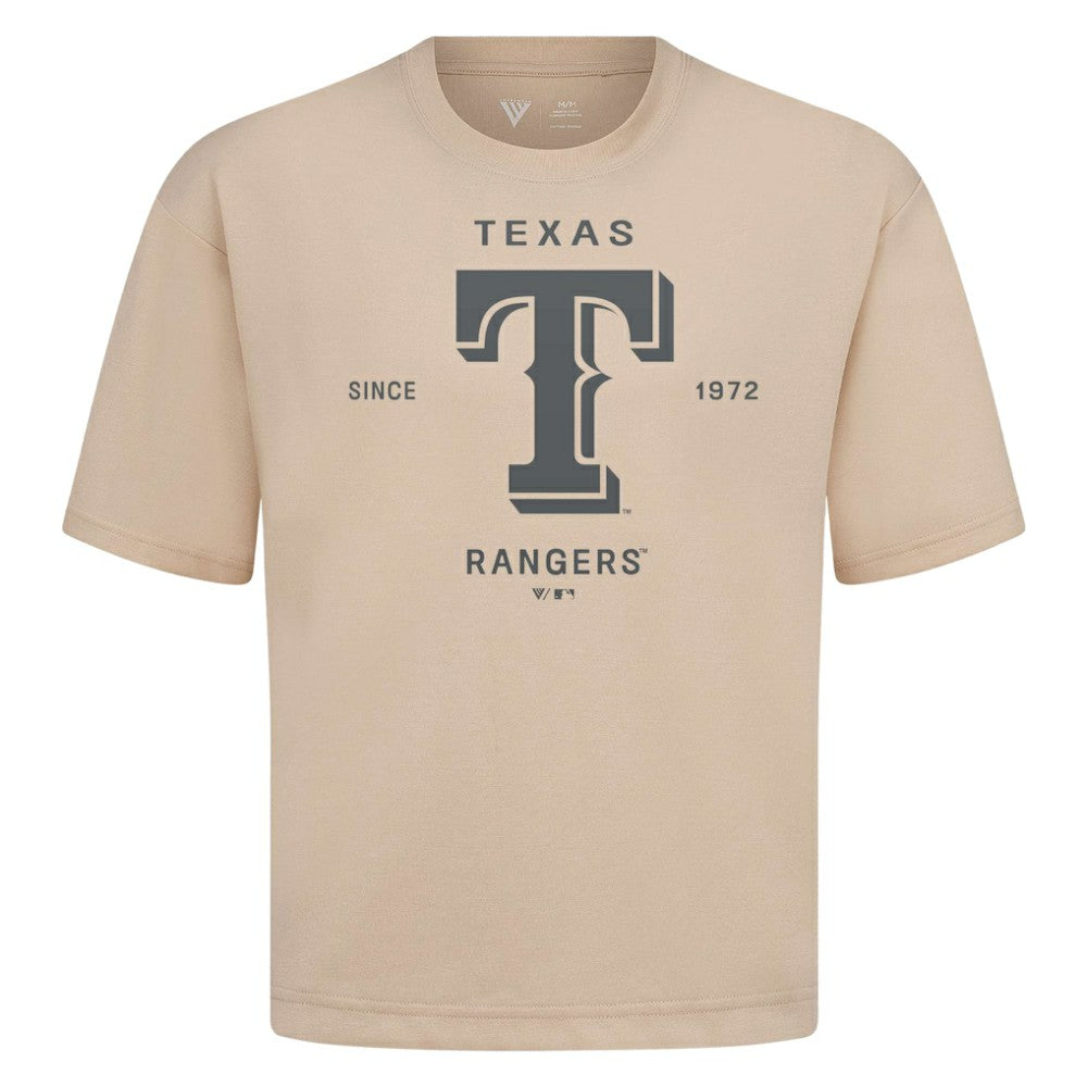 Texas Rangers Levelwear Crossway Oversized Luxe Signature Knit T-Shirt - Khaki T-shirts